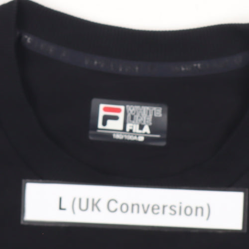 FILA Mens Black Sweatshirt L Regular Fit Crew Neck Pullover