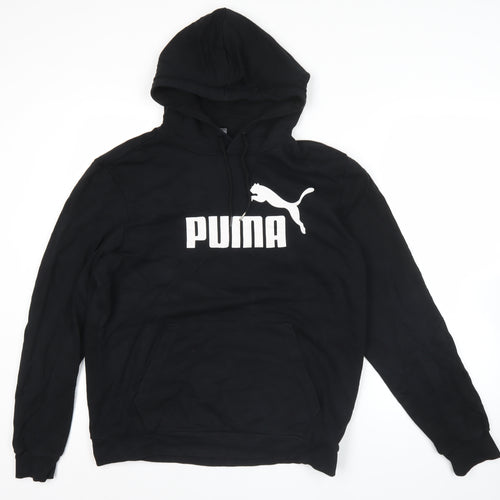 Puma Mens Black Pullover Hoodie L Regular Fit Sports Logo