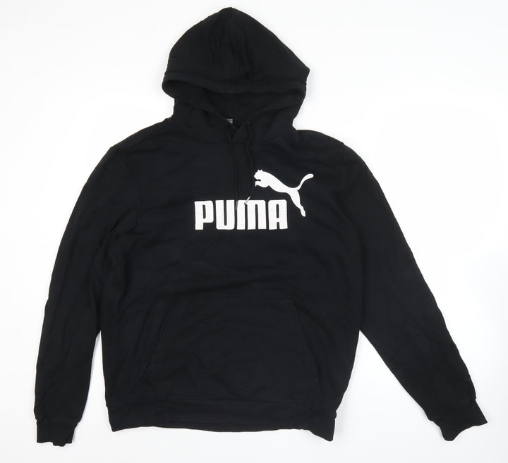 Puma Mens Black Pullover Hoodie L Regular Fit Sports Logo