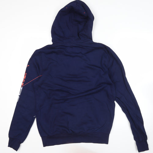 Puma Mens Blue Henley Hoodie Medium Sports Graphic Print