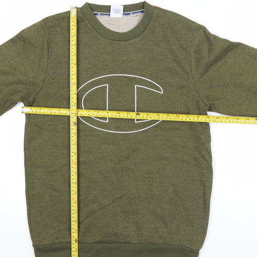 Champion Men Green Medium Pullover Sweatshirt Crew Neck Logo