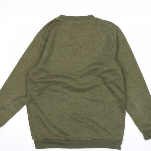 Champion Men Green Medium Pullover Sweatshirt Crew Neck Logo