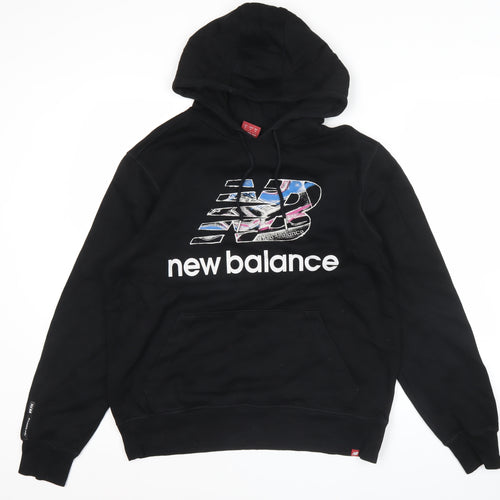 New Balance Mens Black Pullover Hoodie Sweatshirt Logo L Sportswear