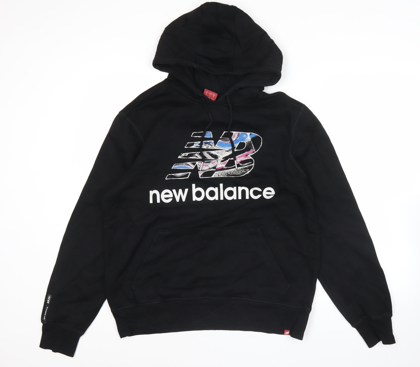 New Balance Mens Black Pullover Hoodie Sweatshirt Logo L Sportswear