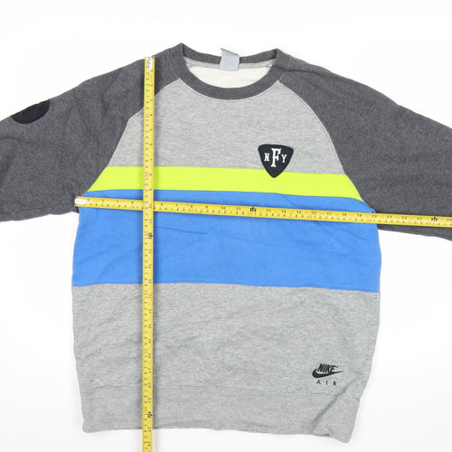 Nike Mens Grey Blue Green Sweatshirt L Crew Neck Pullover