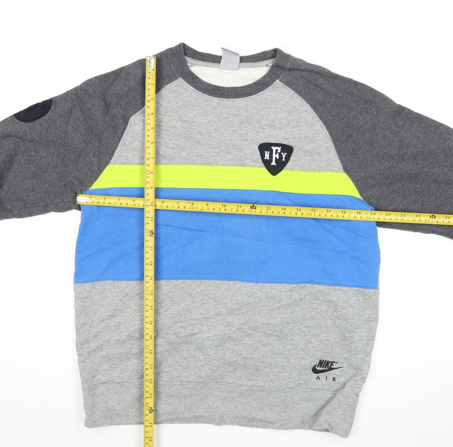Nike Mens Grey Blue Green Sweatshirt L Crew Neck Pullover