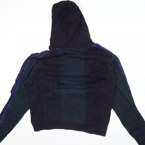 Adidas Mens Blue L Pullover Hoodie Retro Sports Logo Cotton