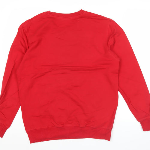 Champion Mens Red Medium Crew Neck Pullover Sweatshirt Logo Print