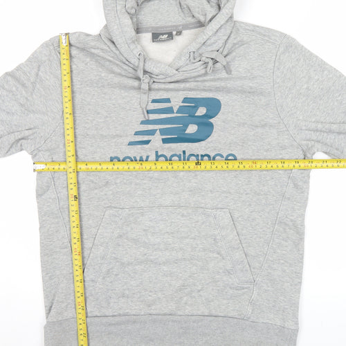 New Balance Men’s Grey Pullover Hoodie Size M Logo Sportswear
