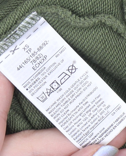 GAP Mens Green Pullover Hoodie XS Regular Fit Long Sleeve