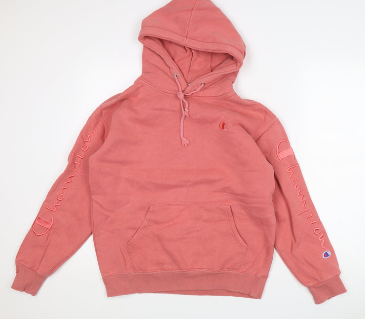 Champion Mens Pink Medium Pullover Hoodie Embroidered Logo Sportswear