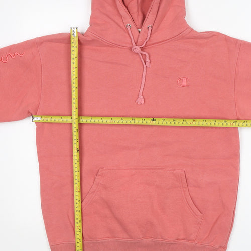 Champion Mens Pink Medium Pullover Hoodie Embroidered Logo Sportswear