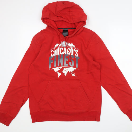 Adidas Men’s Red Pullover Hoodie Size M Graphic Print Chicago Sports