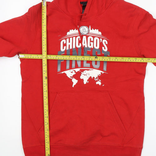 Adidas Men’s Red Pullover Hoodie Size M Graphic Print Chicago Sports