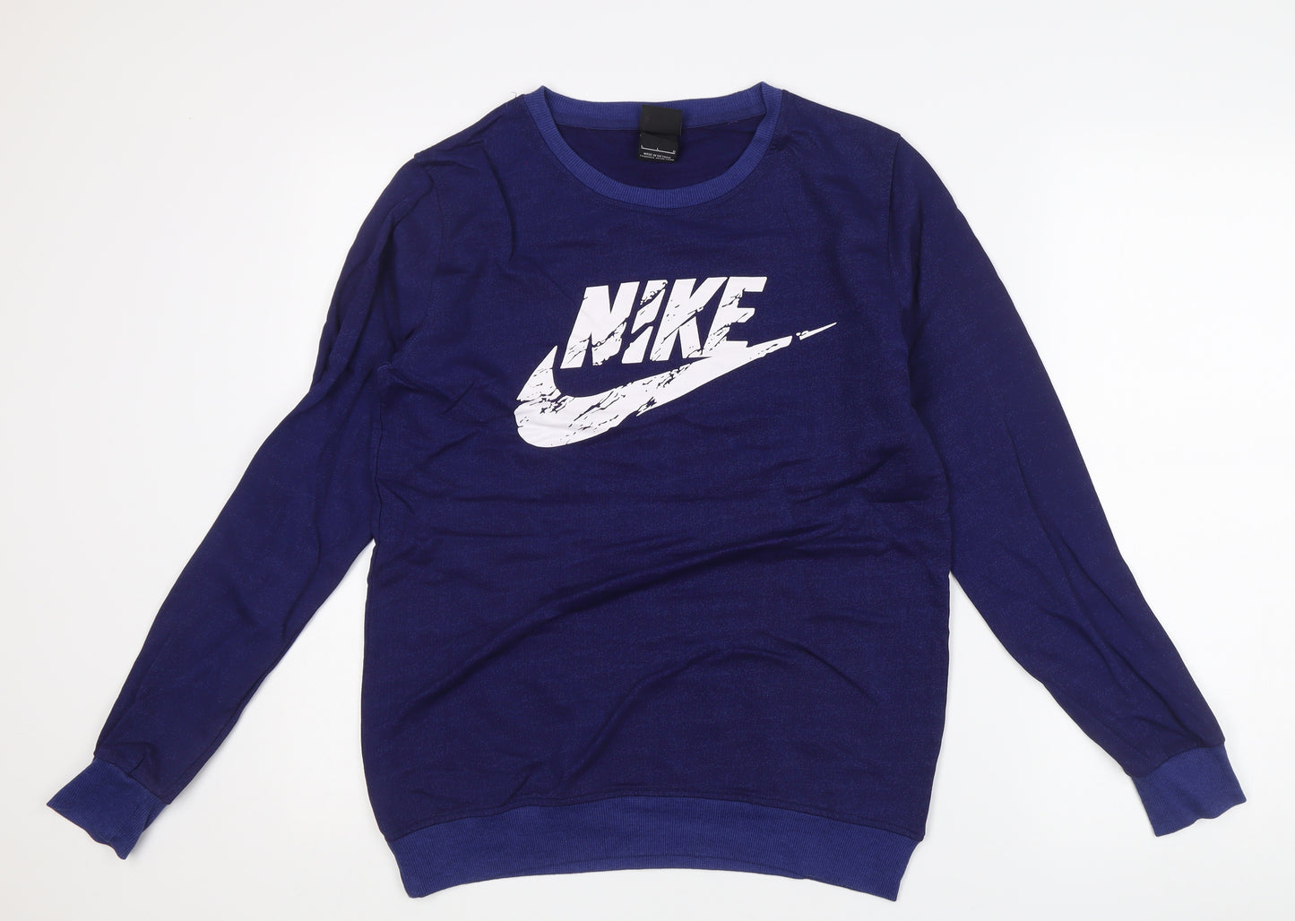 Nike Mens Blue L Pullover Sweatshirt Crew Neck Logo Graphic Print