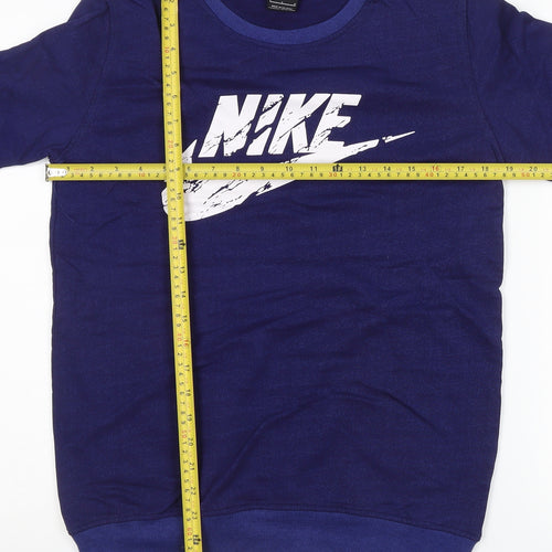 Nike Mens Blue L Pullover Sweatshirt Crew Neck Logo Graphic Print