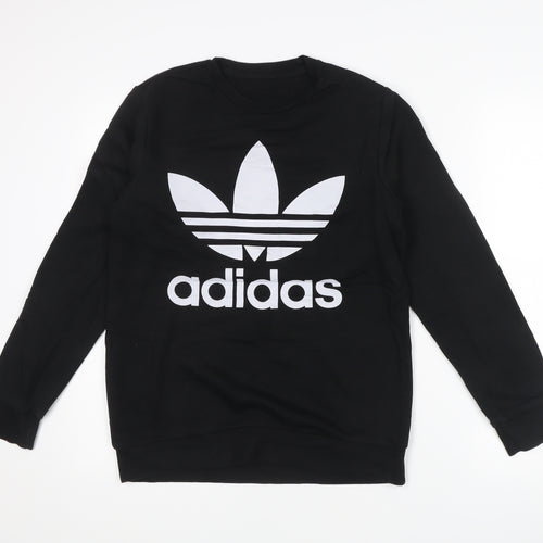 Adidas Mens Black XS Pullover Crew Neck Logo Sweatshirt