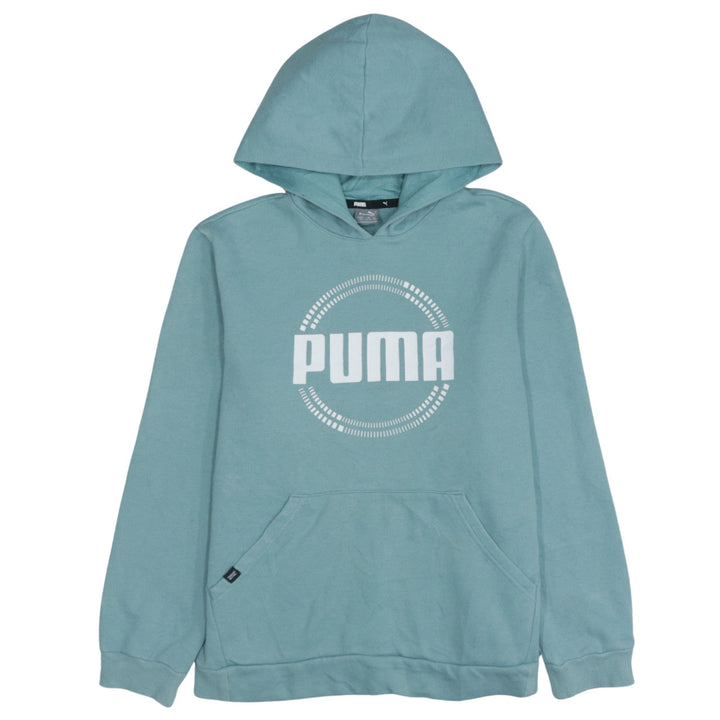 Puma Boys Green Hoodie 13-14 Years Pullover Regular Fit Logo Sweatshirt