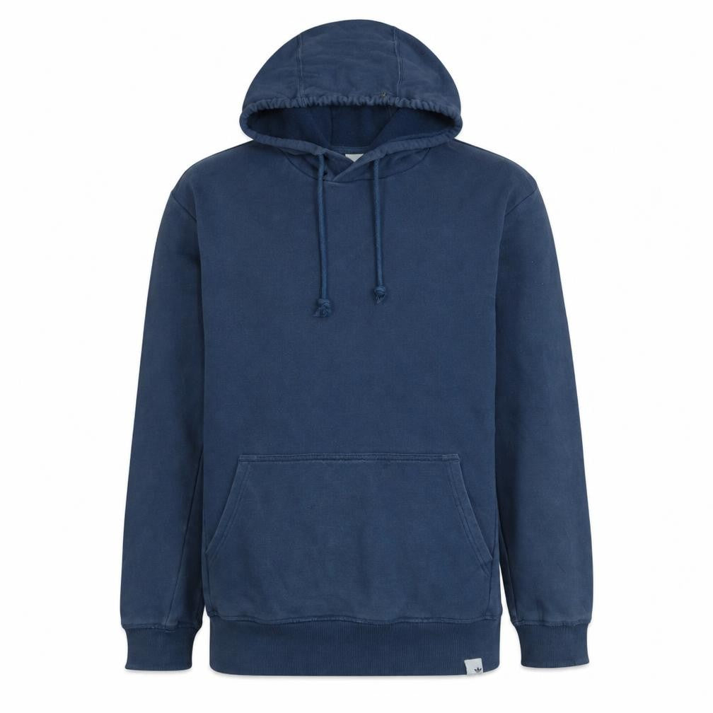 Front view of Adidas Men's Blue Pullover Hoodie, size M, Regular Fit