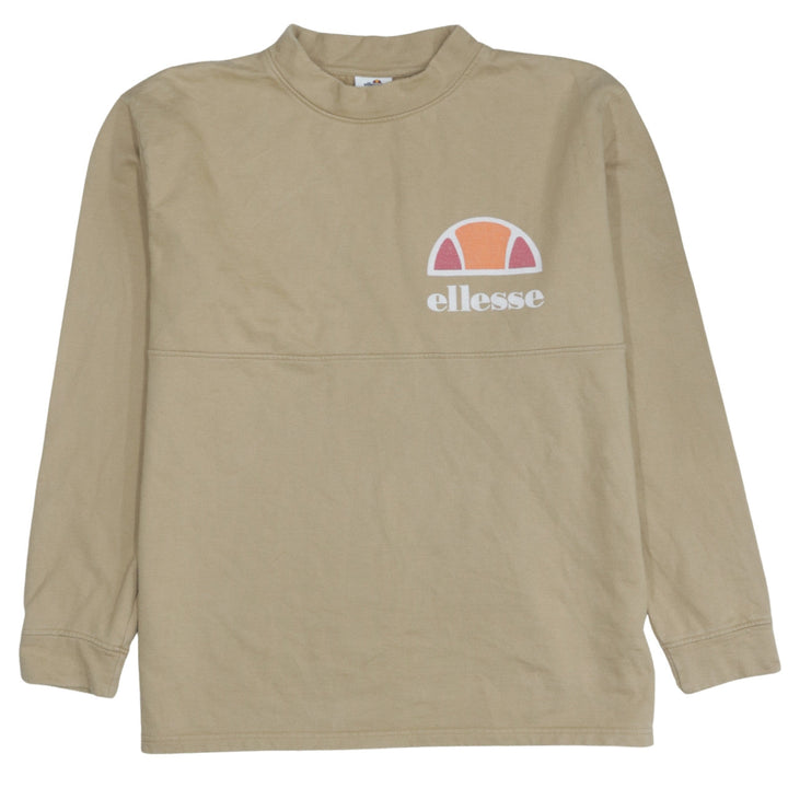 Ellesse Womens Beige Logo Pullover Sweatshirt Size 12 Long Sleeve