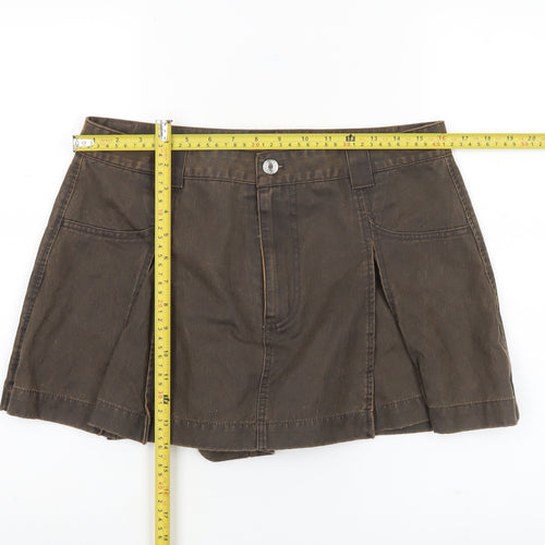 Zara Women Brown Cargo Skort L Short Casual Cotton Pockets