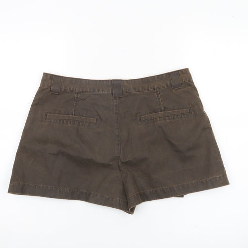 Zara Women Brown Cargo Skort L Short Casual Cotton Pockets