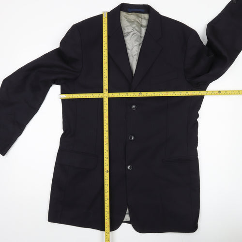 Next Men's Black Wool Blazer Jacket 40L Classic Notch Lapel