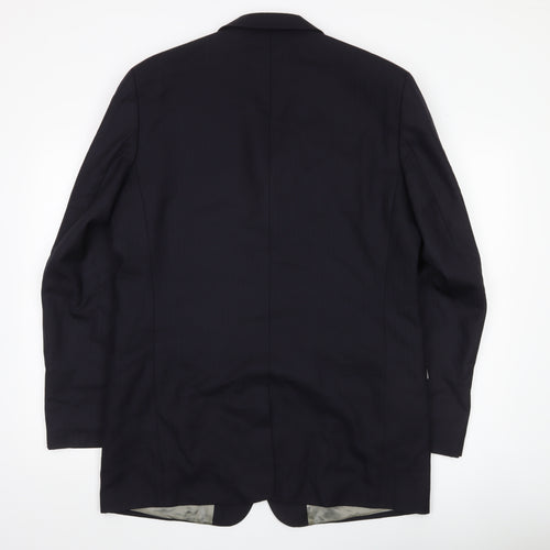 Next Men's Black Wool Blazer Jacket 40L Classic Notch Lapel