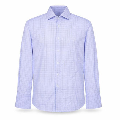 Jonelle Men’s Blue Check Cotton Long Sleeve Button-Up Shirt 15.5in