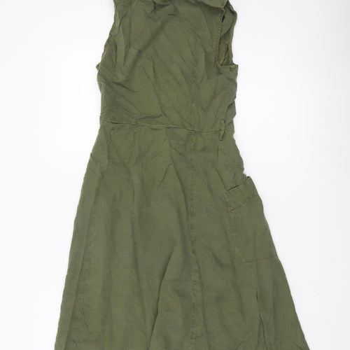 MNG Women’s Green Shirt Dress XS Sleeveless Button Casual