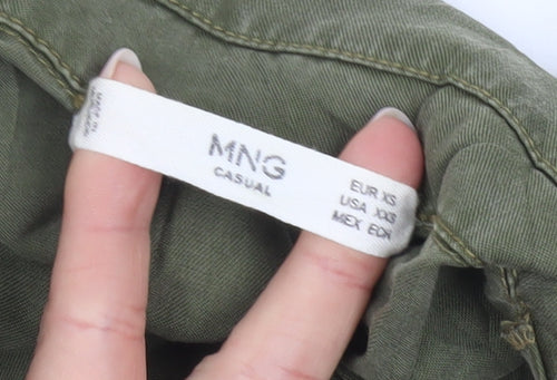 MNG Women’s Green Shirt Dress XS Sleeveless Button Casual