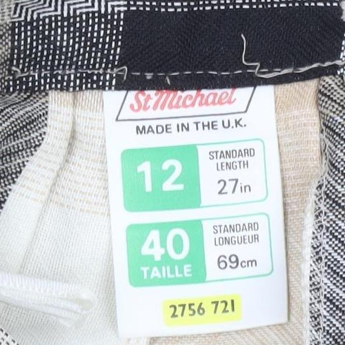 Marks and Spencer Women Beige Plaid Pleated Midi Skirt Size 12