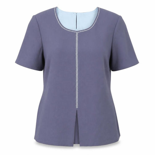 Jacques Vert Women Blue Blouse Size 12 Short Sleeve Scoop Neck