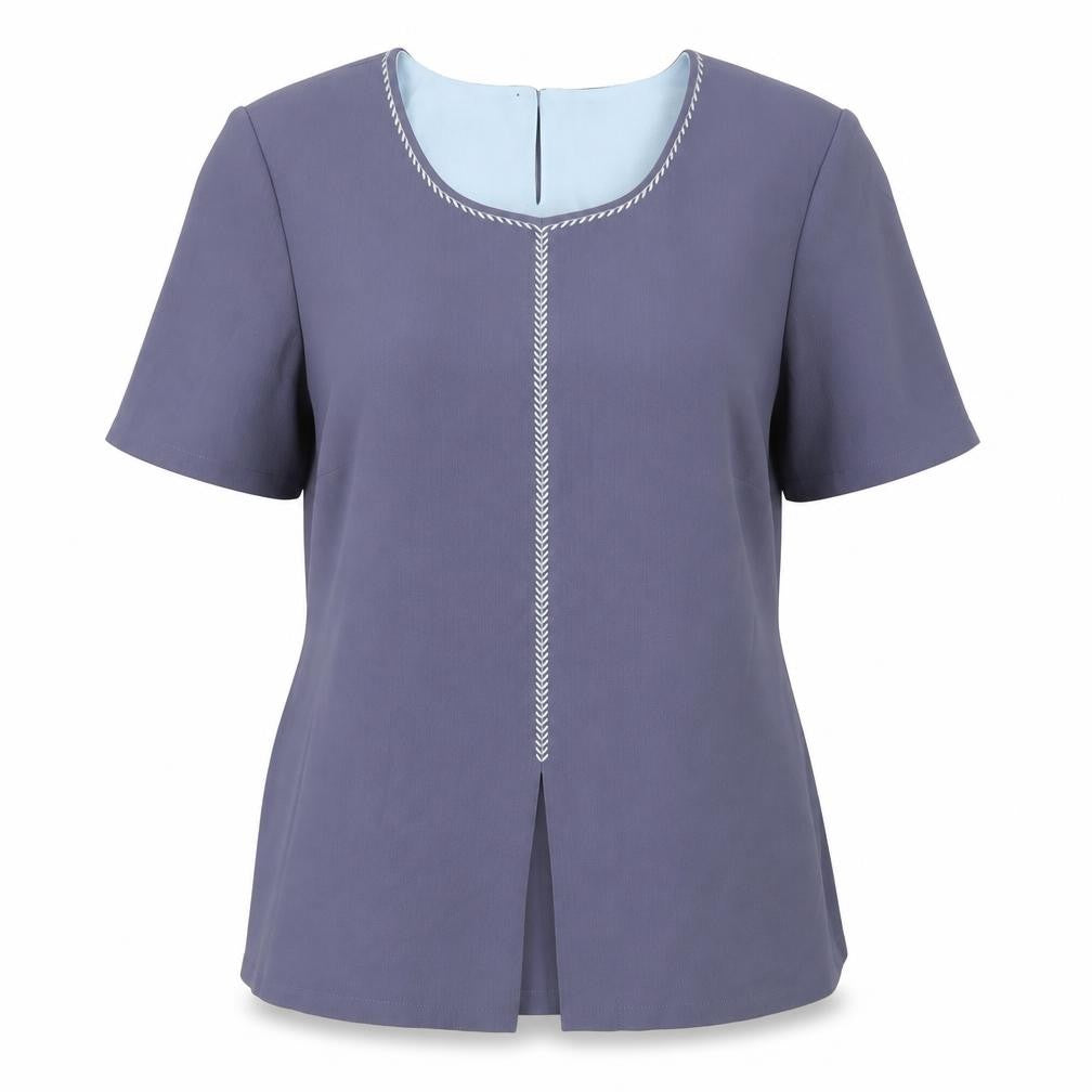 Jacques Vert Women Blue Blouse Size 12 Short Sleeve Scoop Neck