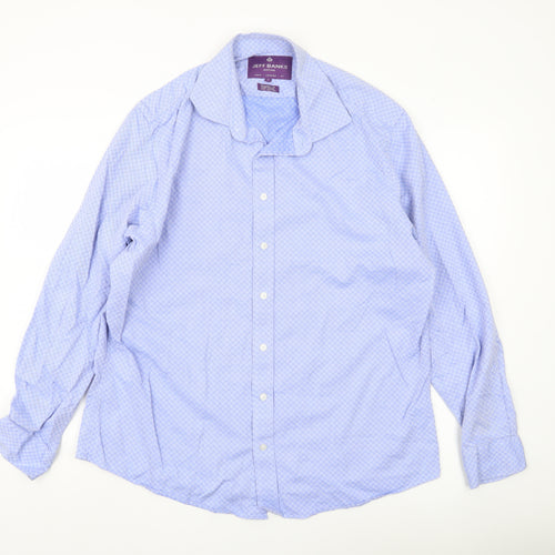Jeff Banks Men's Blue 17 Tailored Fit Geometric Cotton Shirt