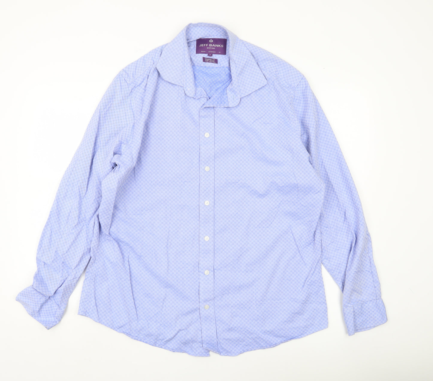 Jeff Banks Men's Blue 17 Tailored Fit Geometric Cotton Shirt