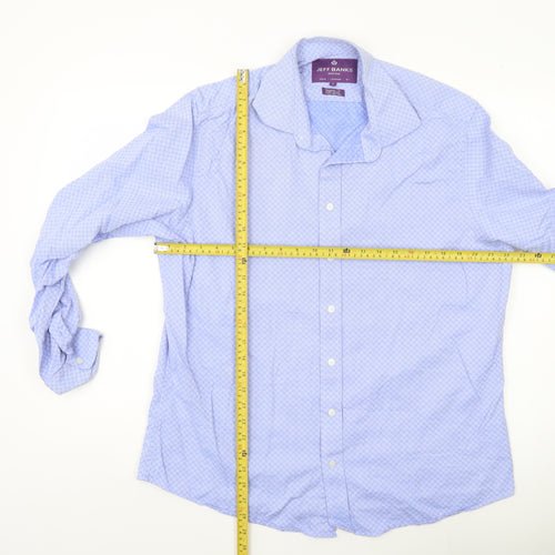 Jeff Banks Men's Blue 17 Tailored Fit Geometric Cotton Shirt