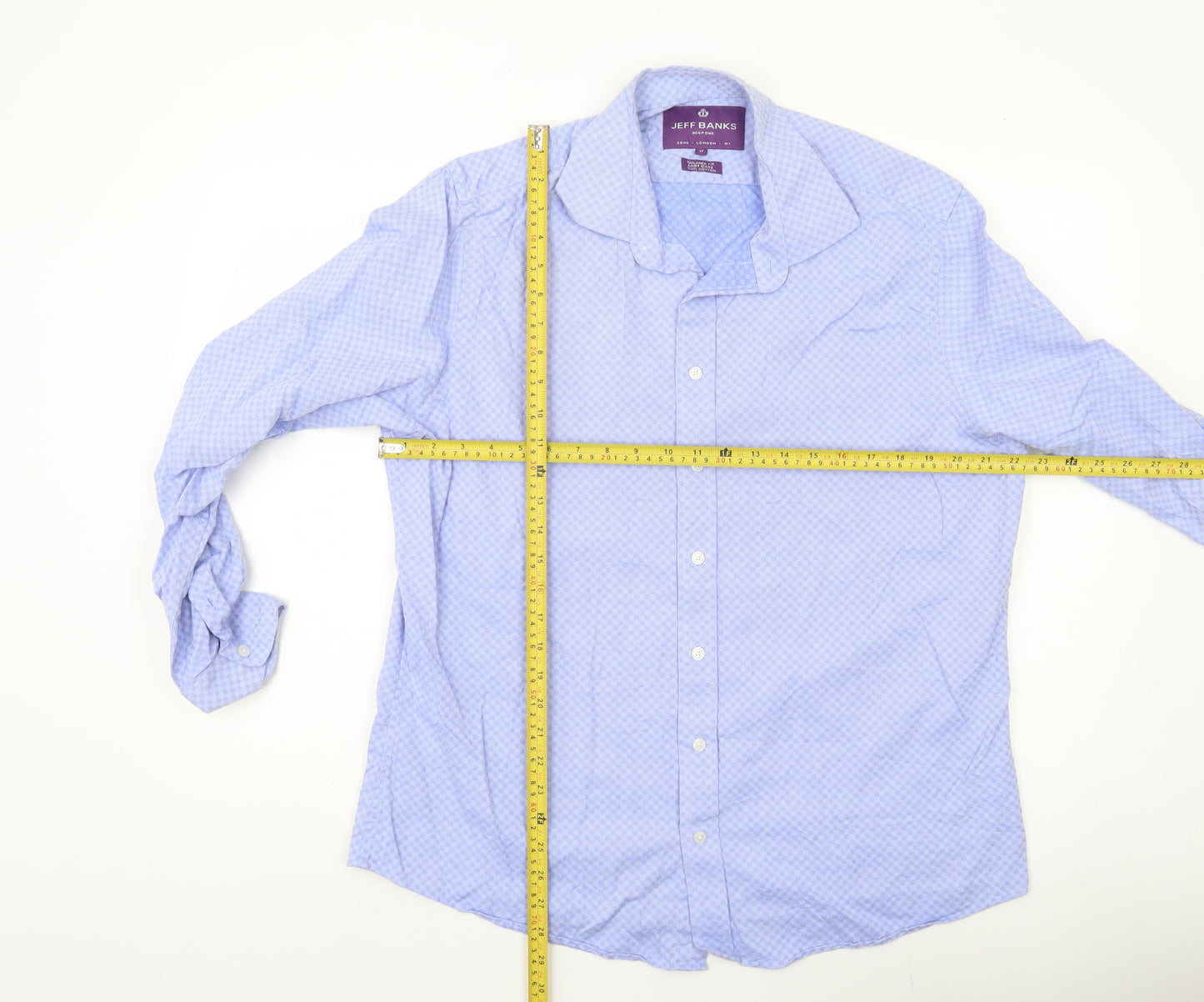 Jeff Banks Men's Blue 17 Tailored Fit Geometric Cotton Shirt