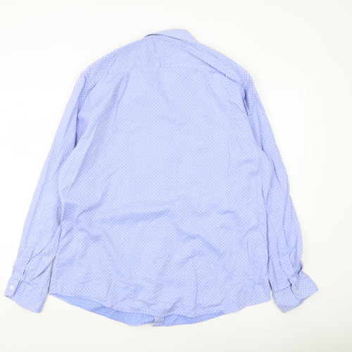 Jeff Banks Men's Blue 17 Tailored Fit Geometric Cotton Shirt