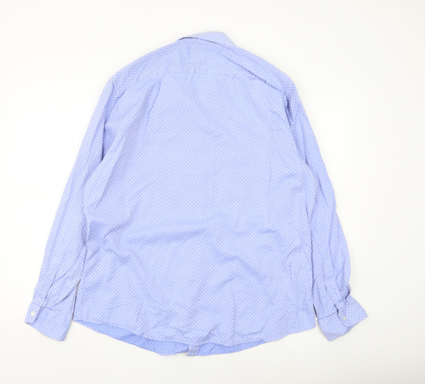 Jeff Banks Men's Blue 17 Tailored Fit Geometric Cotton Shirt