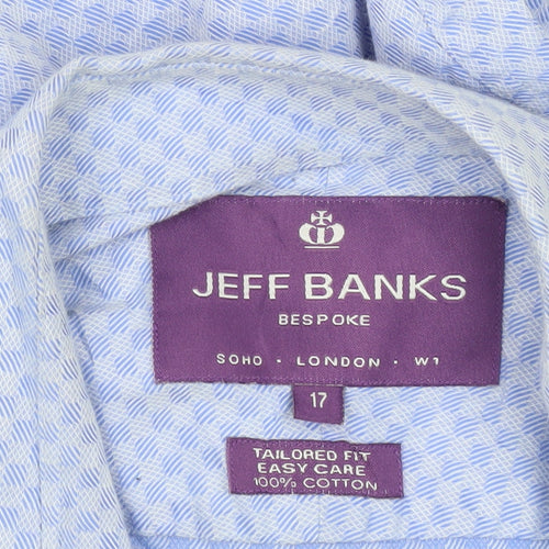 Jeff Banks Men's Blue 17 Tailored Fit Geometric Cotton Shirt