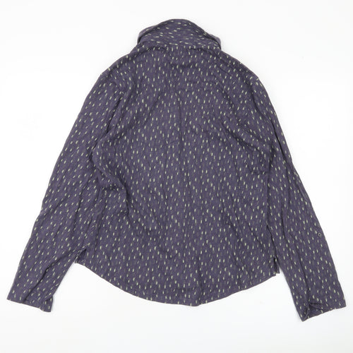 White Stuff Women Blue Geometric Cotton Button-Up Shirt UK 12
