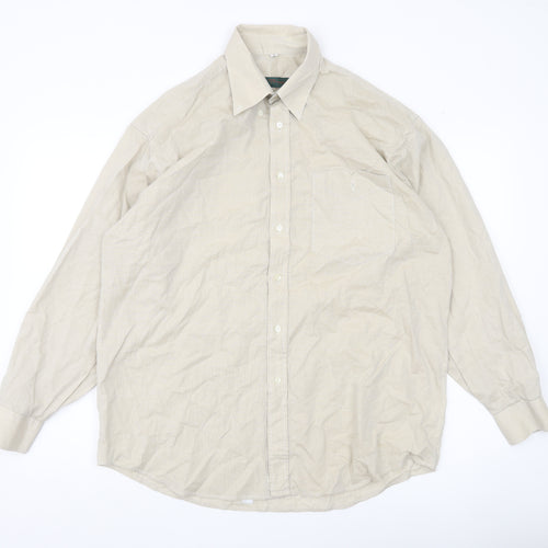 Ciro Citterio Men’s Beige 16 Regular Long Sleeve Cotton Shirt