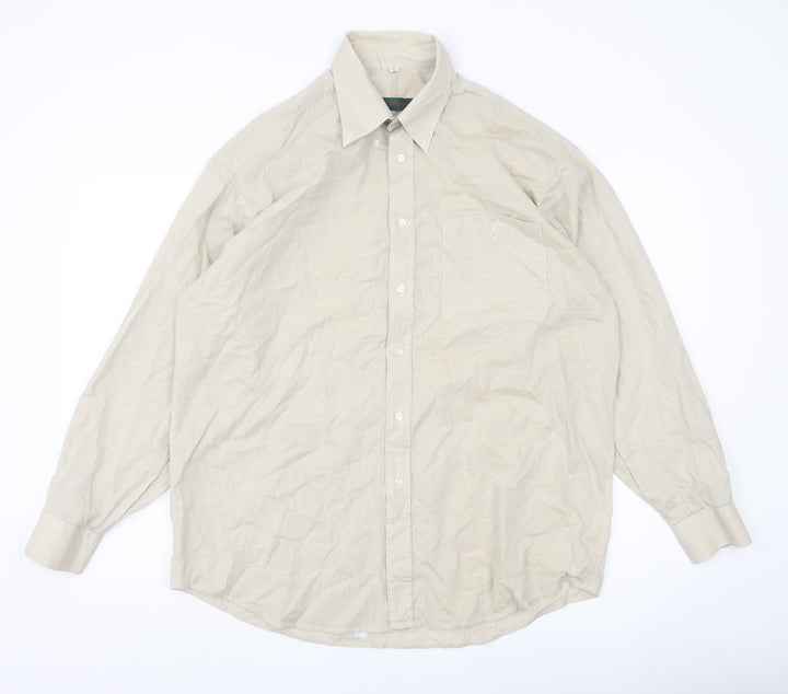 Ciro Citterio Men’s Beige 16 Regular Long Sleeve Cotton Shirt