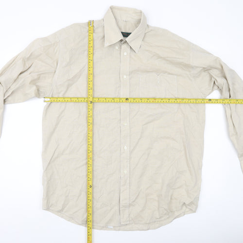 Ciro Citterio Men’s Beige 16 Regular Long Sleeve Cotton Shirt