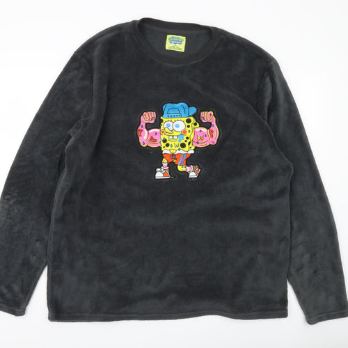Nickelodeon SpongeBob Men’s Black Fleece Pyjama Top 2XL Long Sleeve