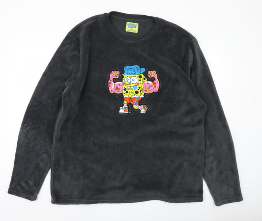 Nickelodeon SpongeBob Men’s Black Fleece Pyjama Top 2XL Long Sleeve