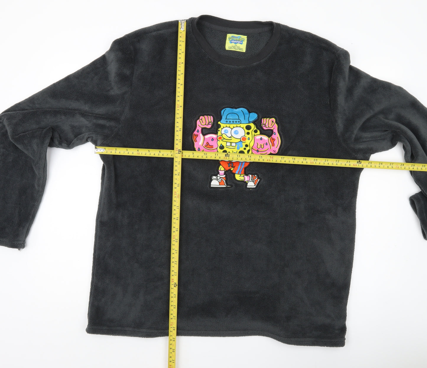 Nickelodeon SpongeBob Men’s Black Fleece Pyjama Top 2XL Long Sleeve