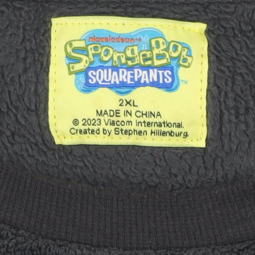 Nickelodeon SpongeBob Men’s Black Fleece Pyjama Top 2XL Long Sleeve