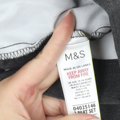 Marks and Spencer Boys Grey 16 Years Regular Fit Dress School Trousers